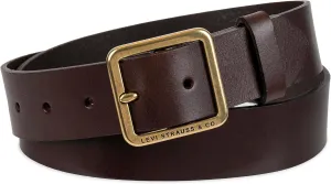 Levi's Women's Slim Casual Leather Jean Belt with Square Center Bar Buckle (Regular and Plus Sizes)