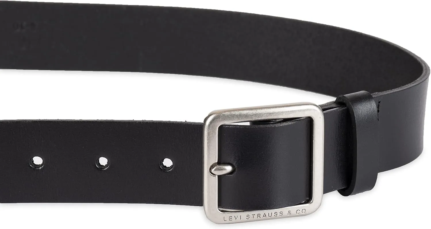 Levi's Women's Slim Casual Leather Jean Belt with Square Center Bar Buckle (Regular and Plus Sizes)