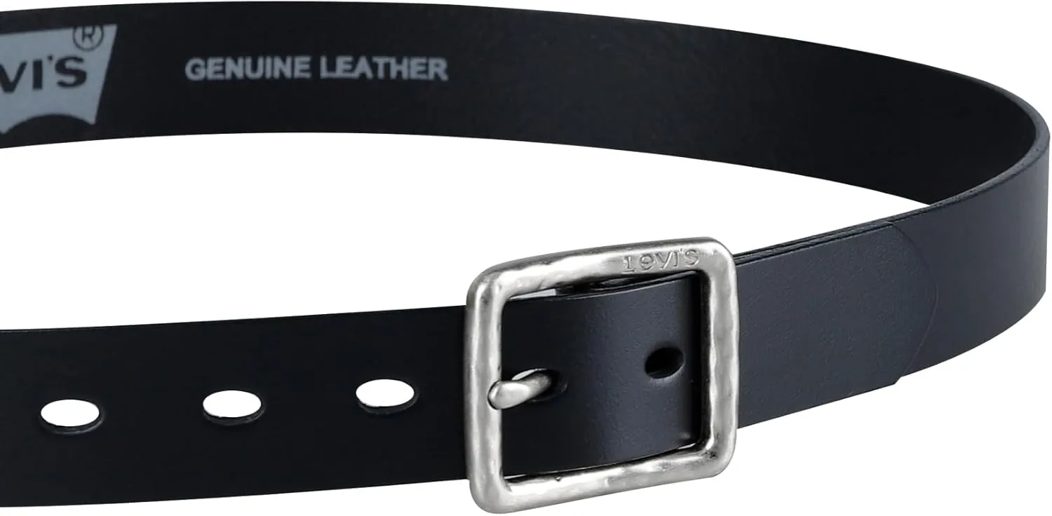 Levi's Women's Slim Casual Leather Jean Belt with Square Center Bar Buckle (Regular and Plus Sizes)