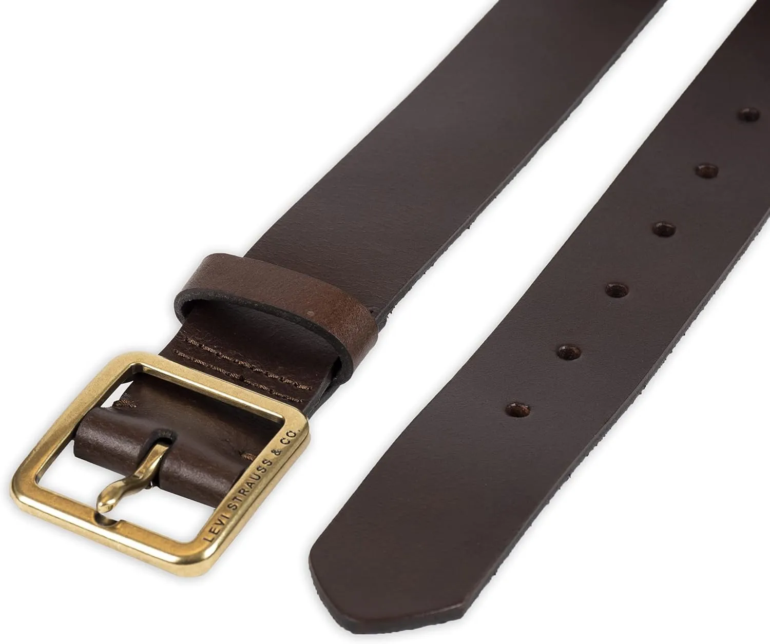 Levi's Women's Slim Casual Leather Jean Belt with Square Center Bar Buckle (Regular and Plus Sizes)