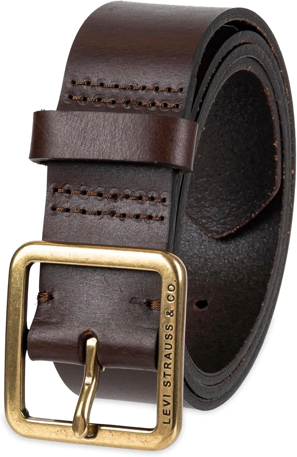 Levi's Women's Slim Casual Leather Jean Belt with Square Center Bar Buckle (Regular and Plus Sizes)