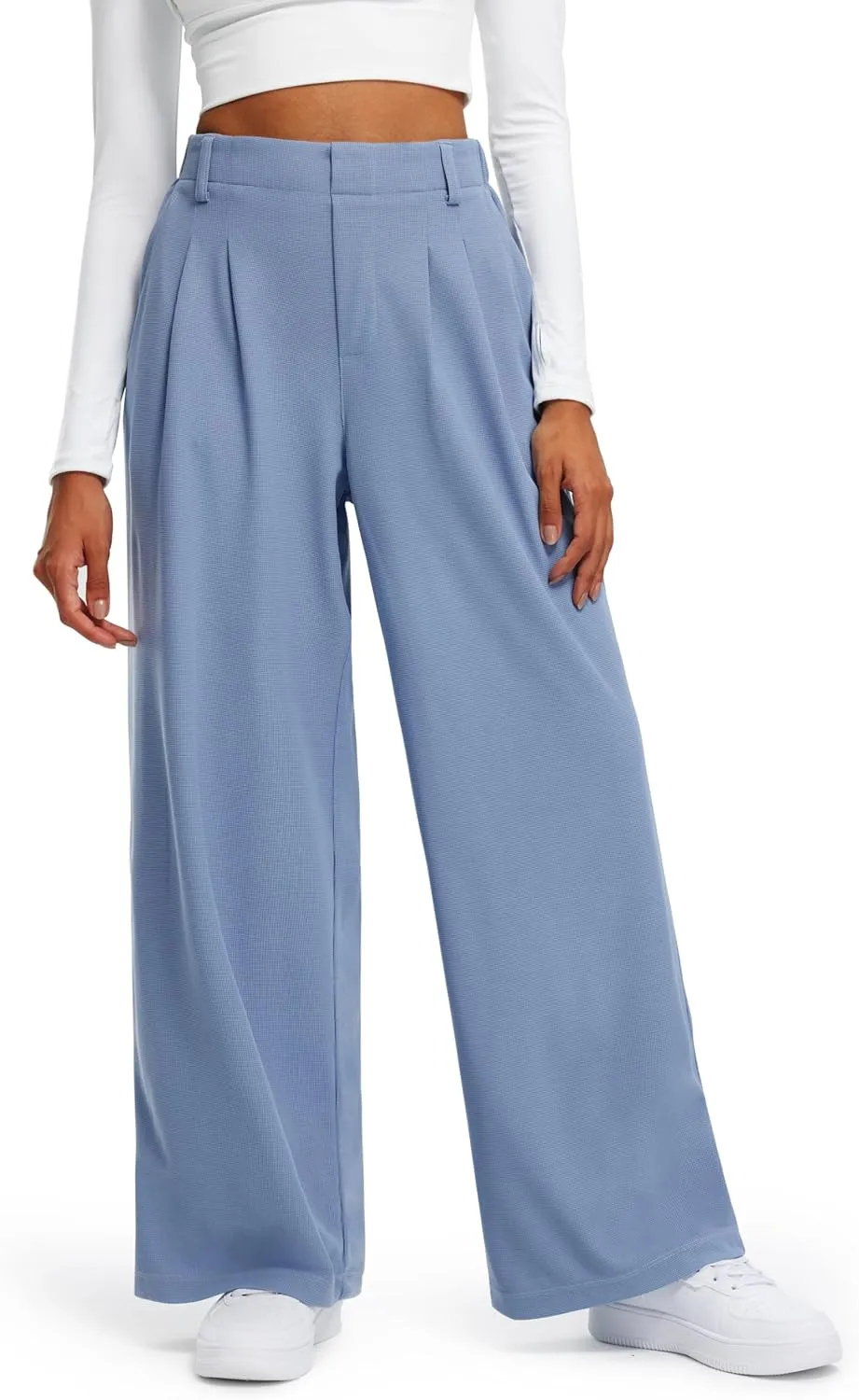 Libin Women's Casual Wide Leg Lounge Pants 27/29" High Waisted Flowy Slacks Work Dress Palazzo Pants Yoga Trousers