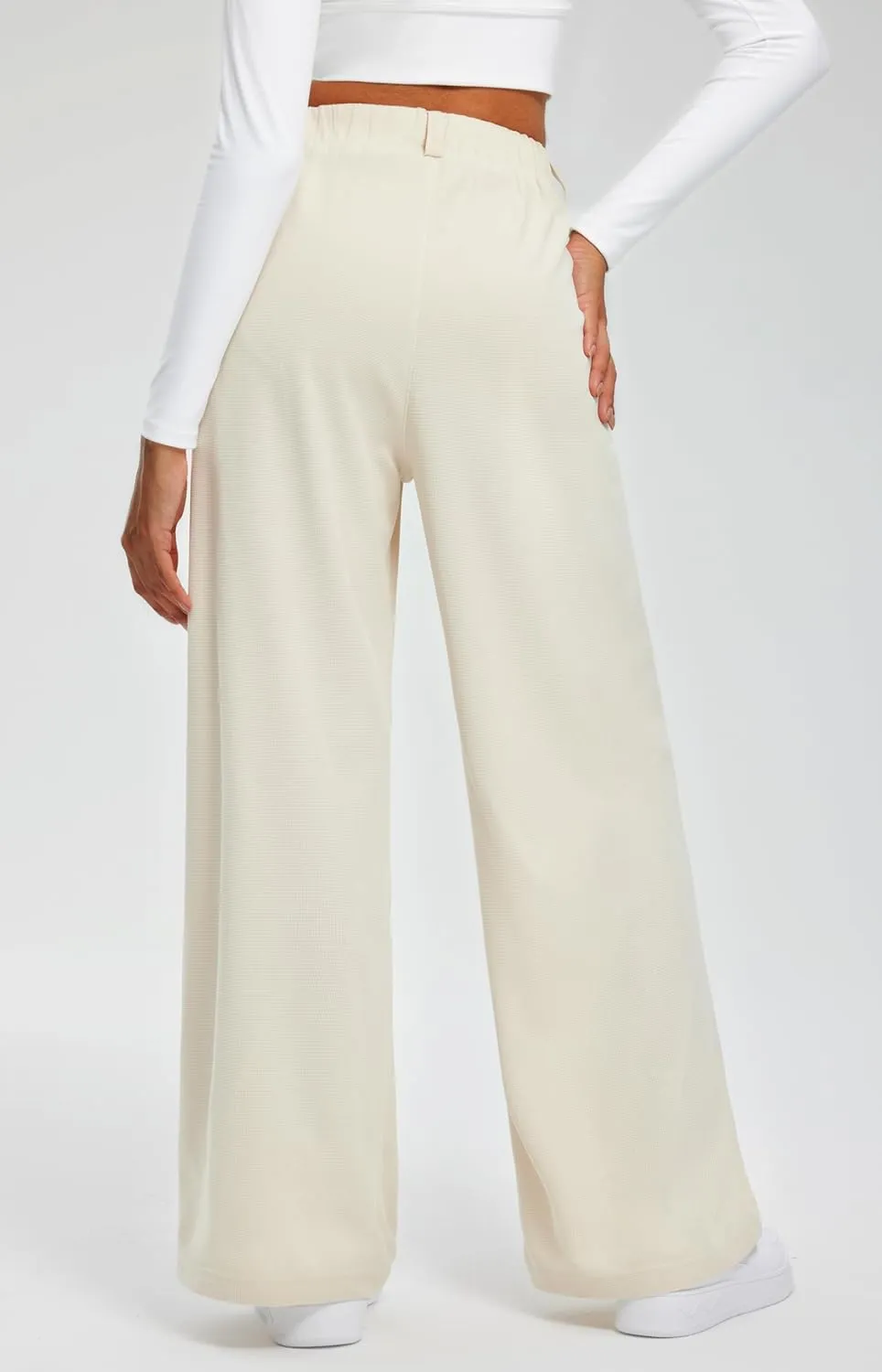 Libin Women's Casual Wide Leg Lounge Pants 27/29" High Waisted Flowy Slacks Work Dress Palazzo Pants Yoga Trousers