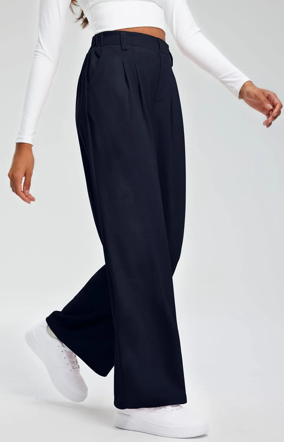 Libin Women's Casual Wide Leg Lounge Pants 27/29" High Waisted Flowy Slacks Work Dress Palazzo Pants Yoga Trousers