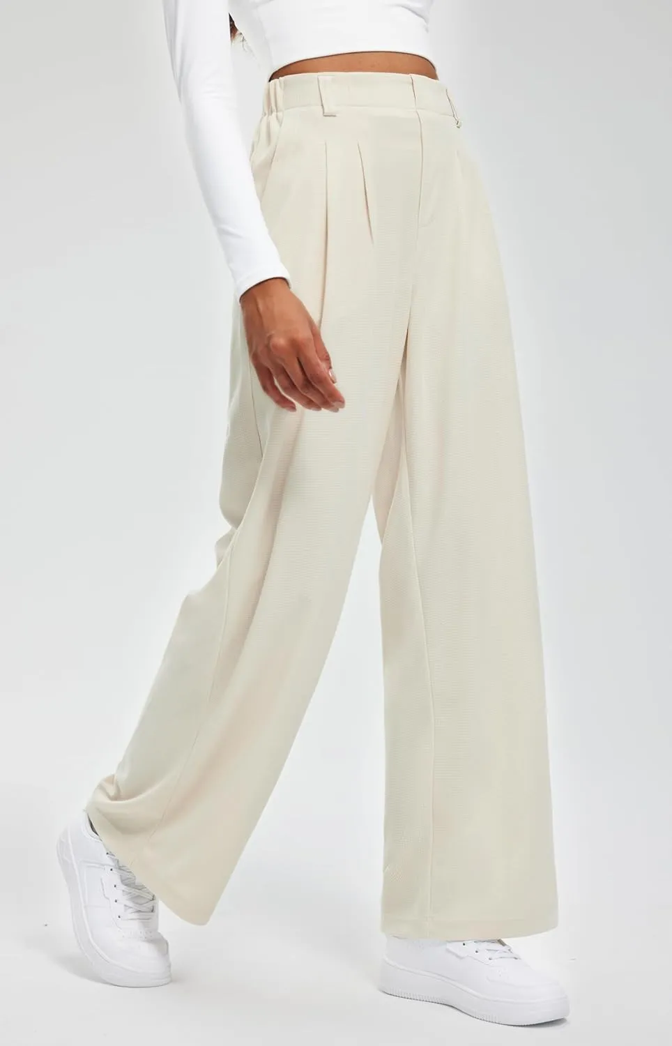 Libin Women's Casual Wide Leg Lounge Pants 27/29" High Waisted Flowy Slacks Work Dress Palazzo Pants Yoga Trousers