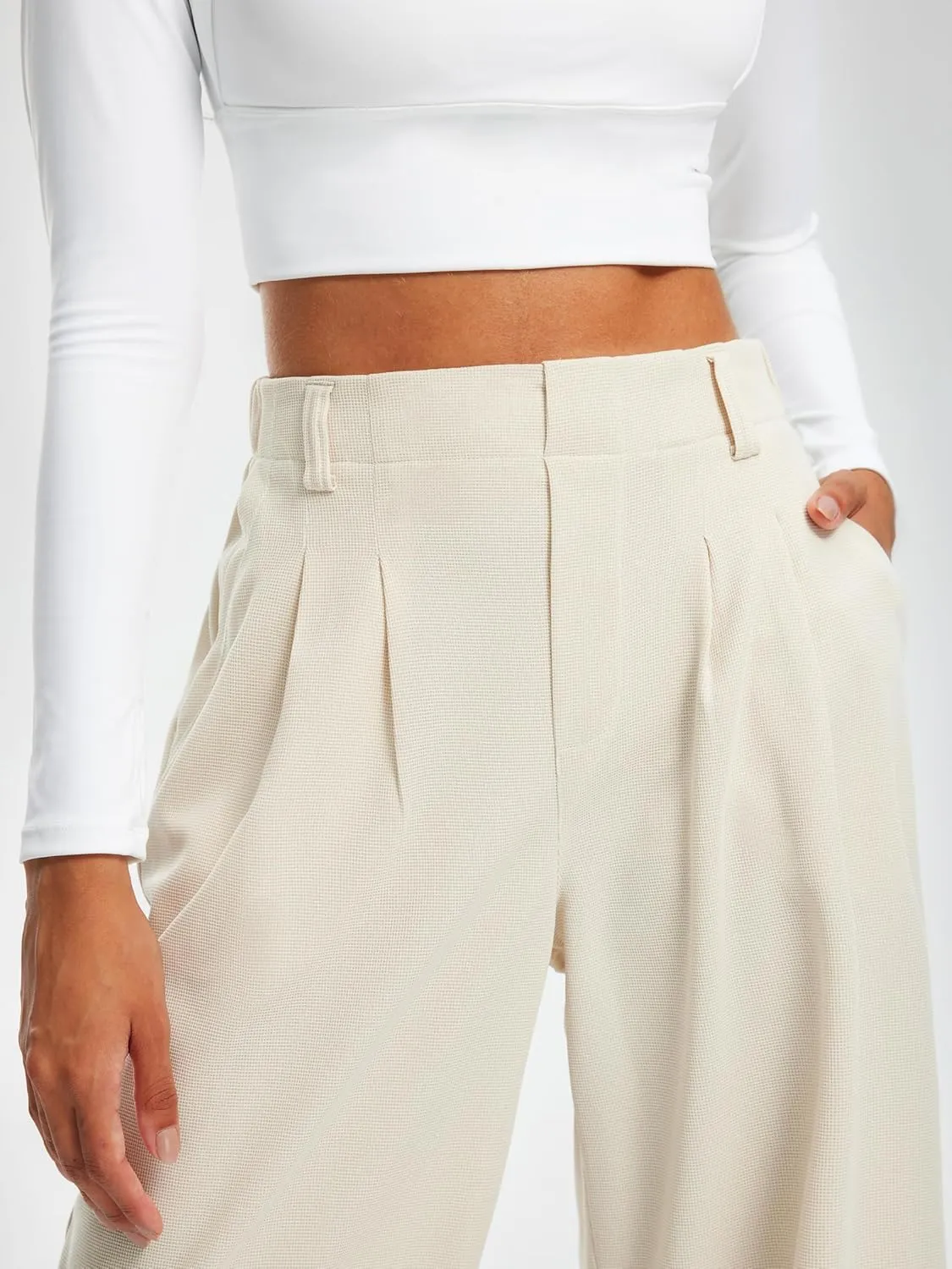 Libin Women's Casual Wide Leg Lounge Pants 27/29" High Waisted Flowy Slacks Work Dress Palazzo Pants Yoga Trousers