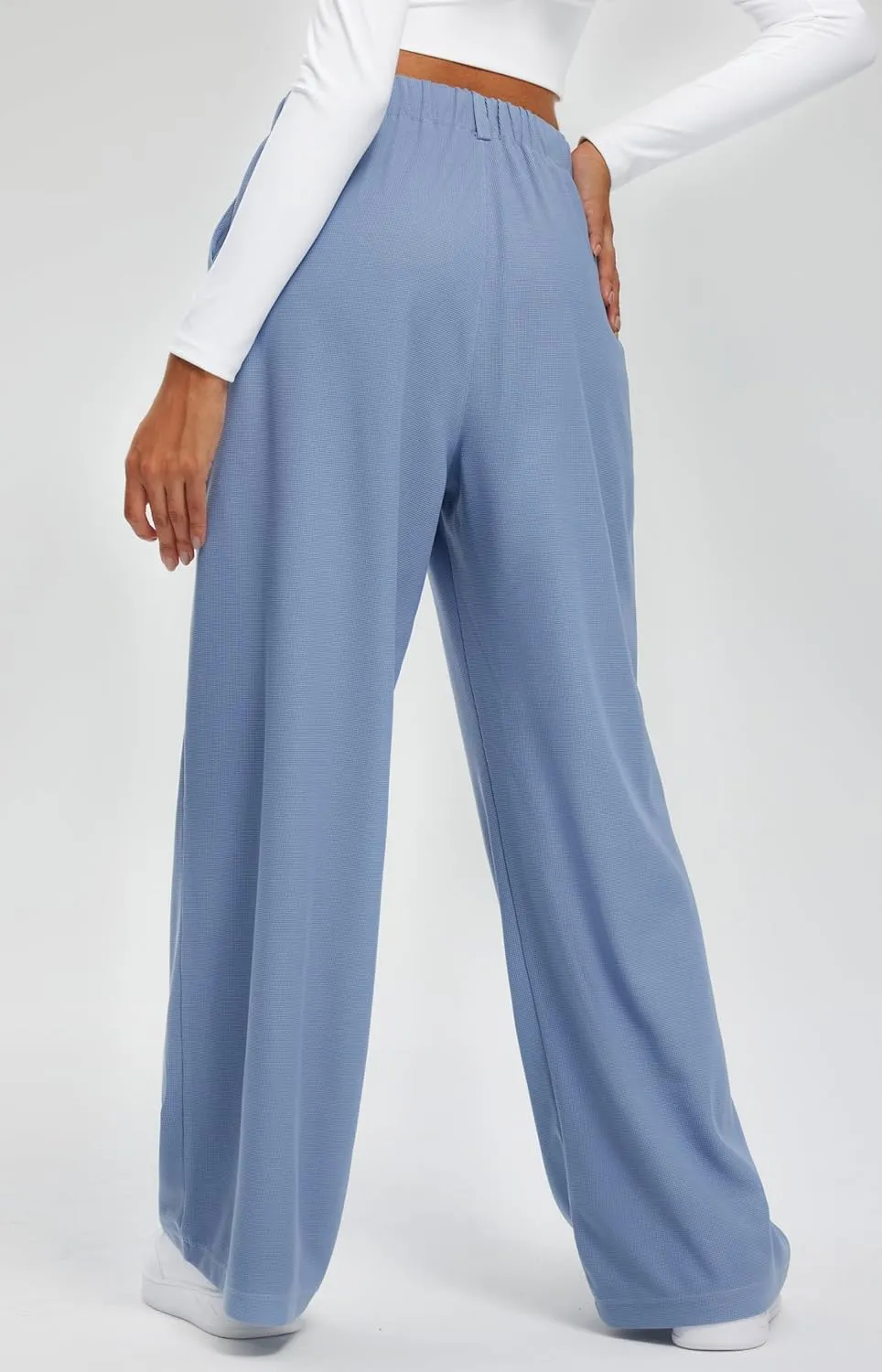Libin Women's Casual Wide Leg Lounge Pants 27/29" High Waisted Flowy Slacks Work Dress Palazzo Pants Yoga Trousers