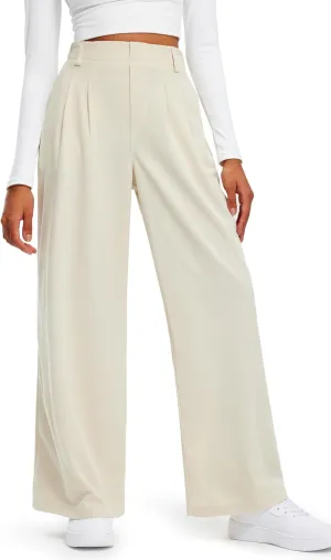 Libin Women's Casual Wide Leg Lounge Pants 27/29" High Waisted Flowy Slacks Work Dress Palazzo Pants Yoga Trousers
