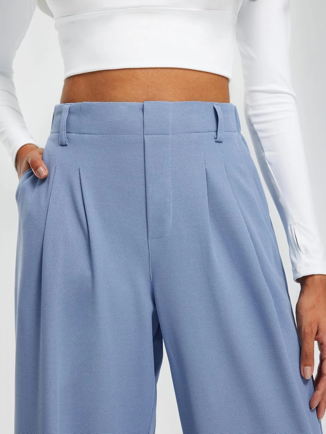 Libin Women's Casual Wide Leg Lounge Pants 27/29" High Waisted Flowy Slacks Work Dress Palazzo Pants Yoga Trousers