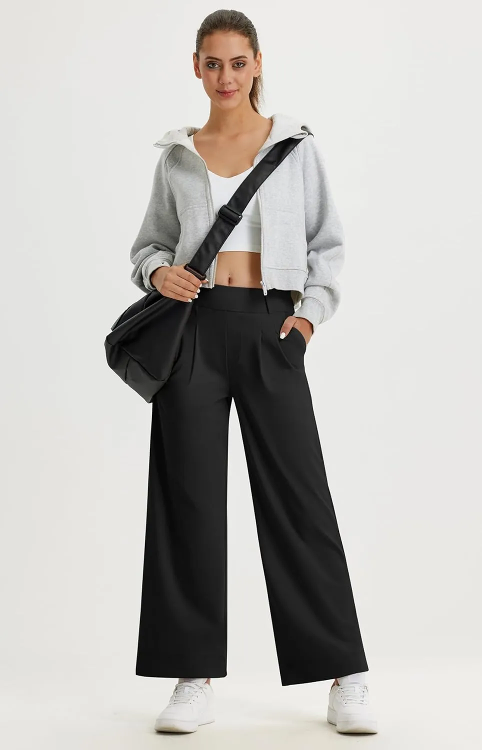 Libin Women's Wide Leg Dress Pants 27"/29"/31" High Waisted Stretch Work Casual Sweatpants Trousers with Pockets