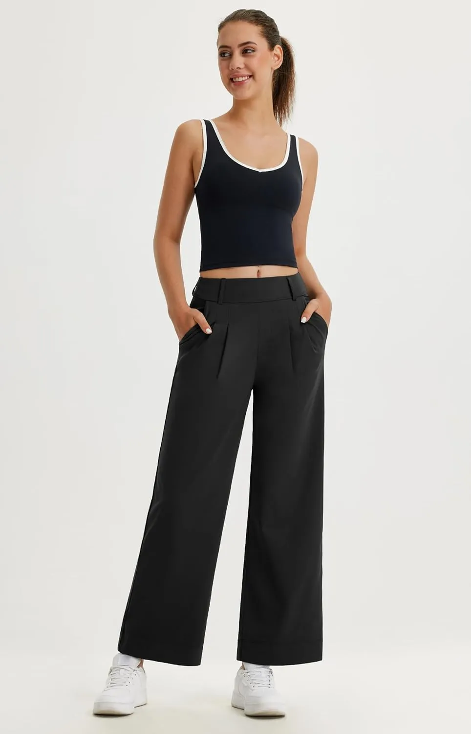 Libin Women's Wide Leg Dress Pants 27"/29"/31" High Waisted Stretch Work Casual Sweatpants Trousers with Pockets