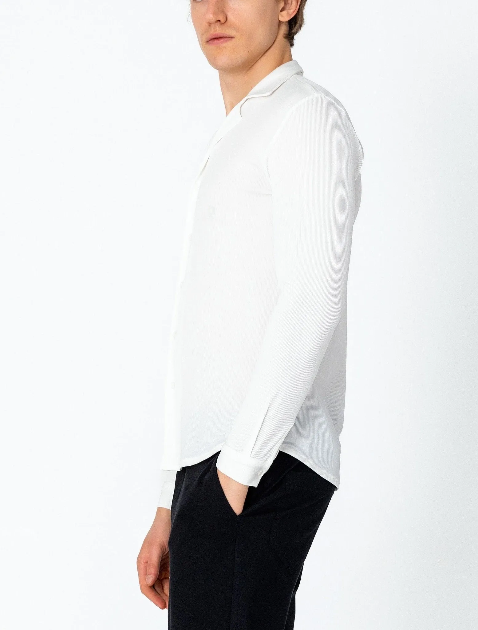 Lightweight Drapery Plisse Shirt - Off White