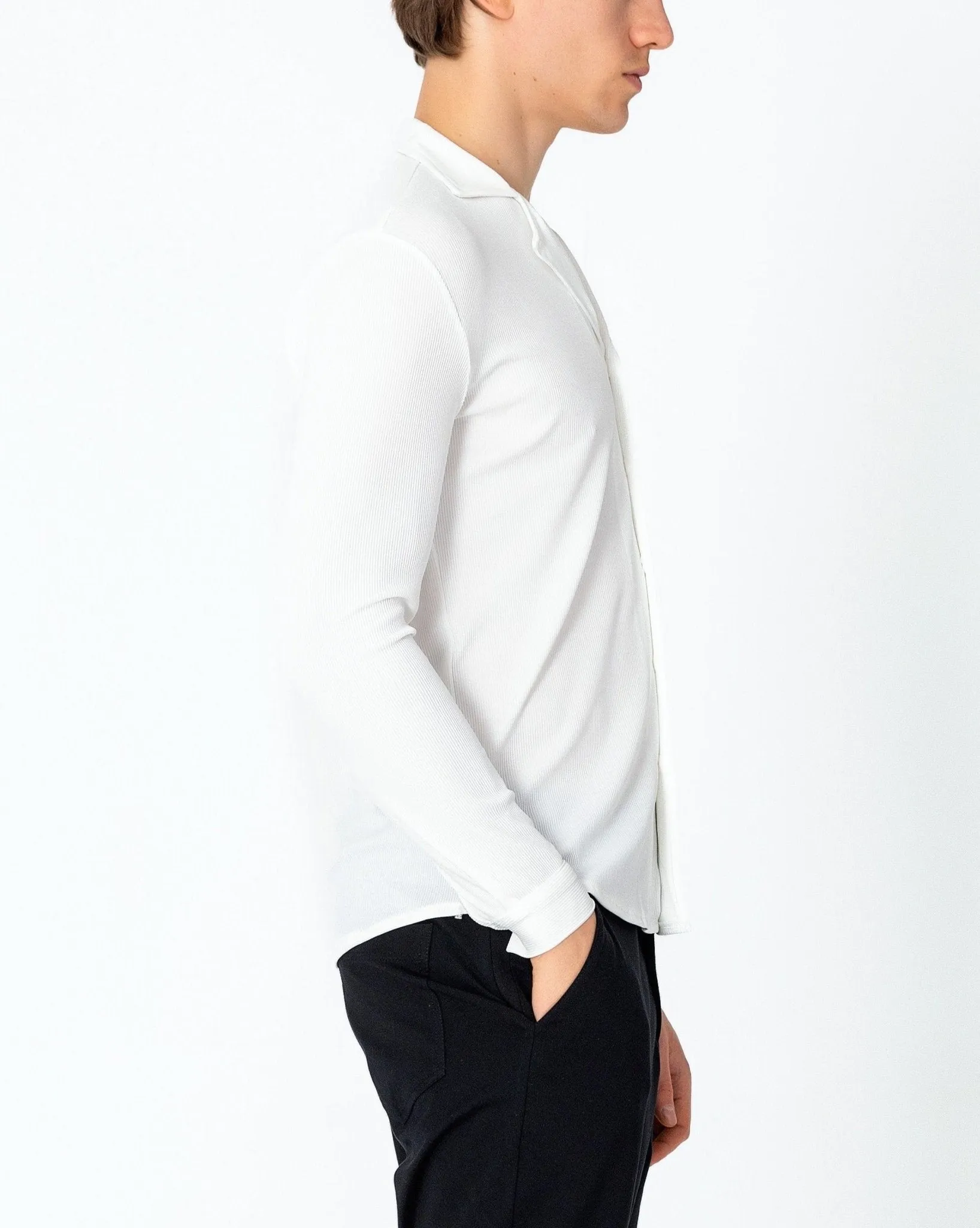 Lightweight Drapery Plisse Shirt - Off White