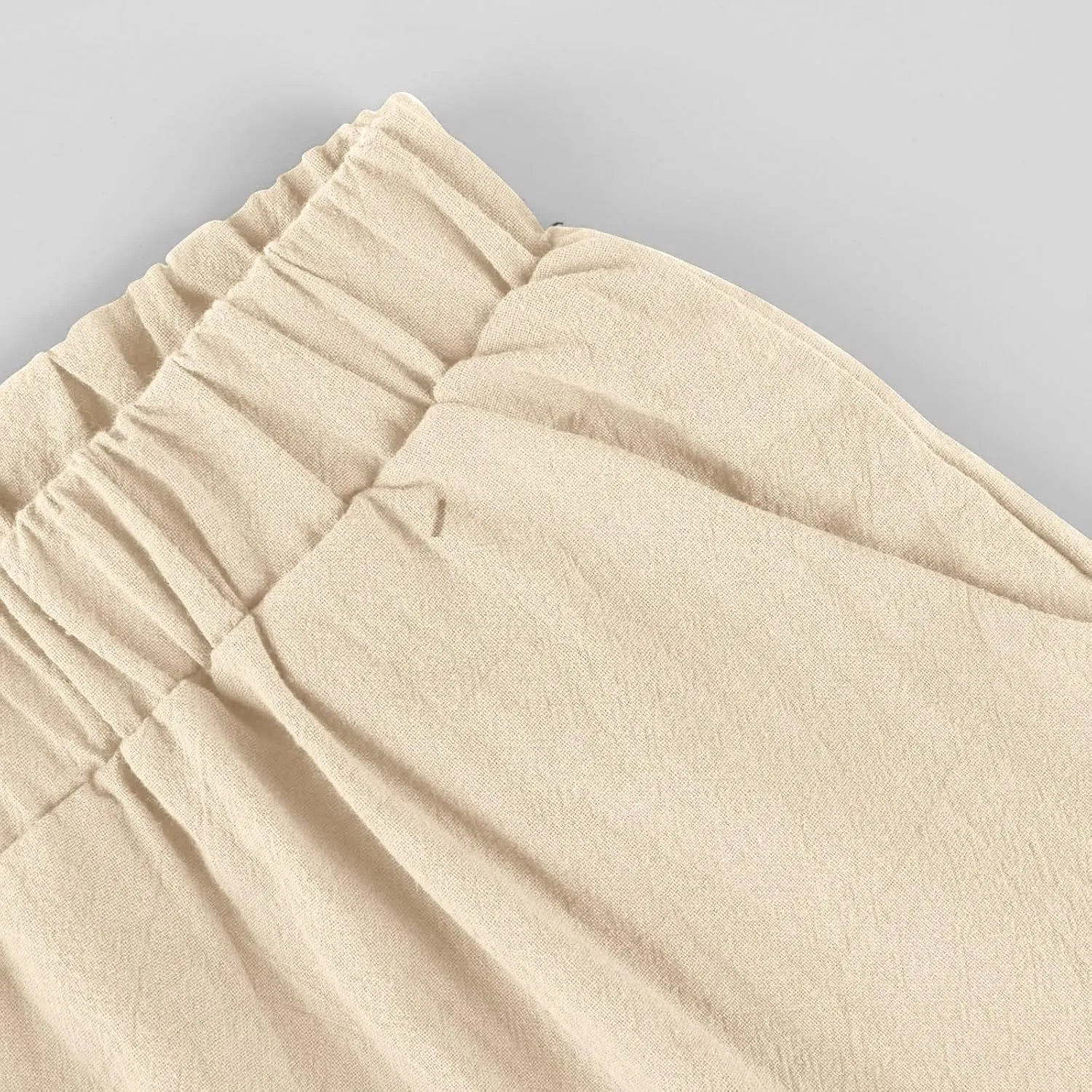 Linen Capris Pants Women Plus Size Casual Summer 2025 Loose Fit Drawstring Elastic Waist Cropped Trouser Lounge Pant