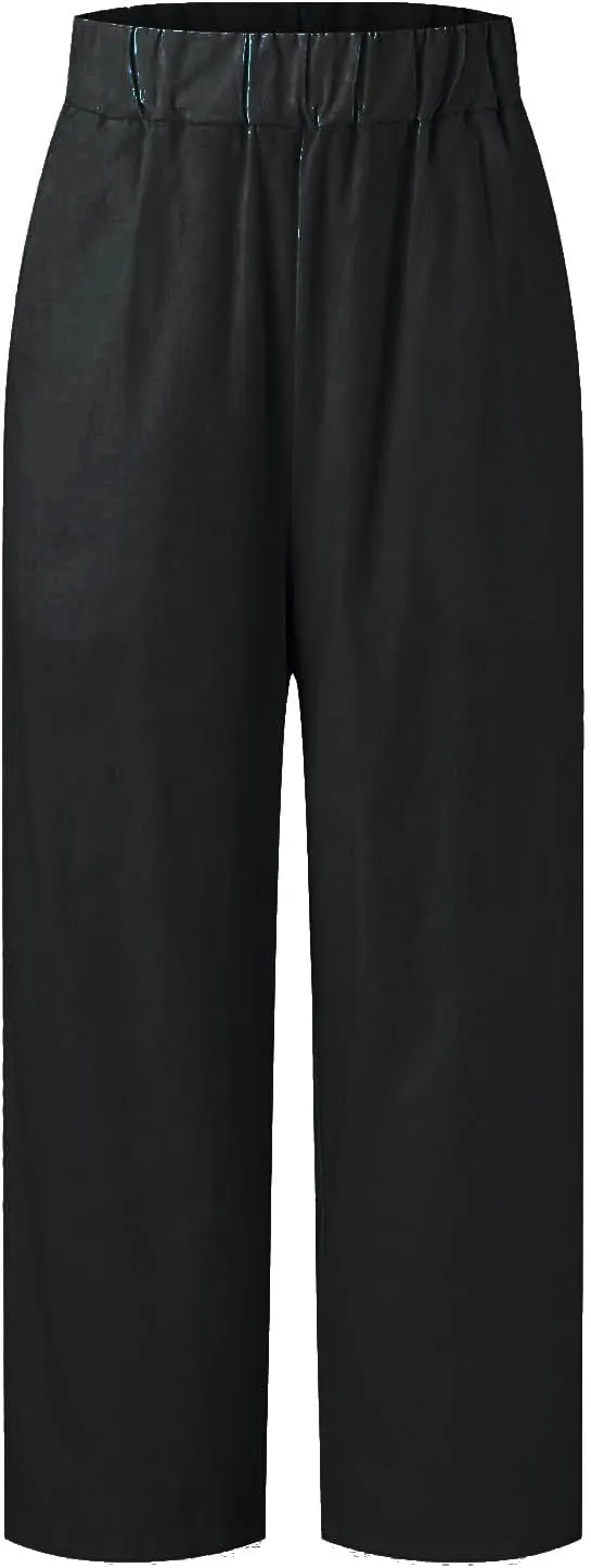 Linen Pants for Women Lightweight High Waist Straight Leg Cropped Pants Casual Summer Crop Pant Trousers with Pockets
