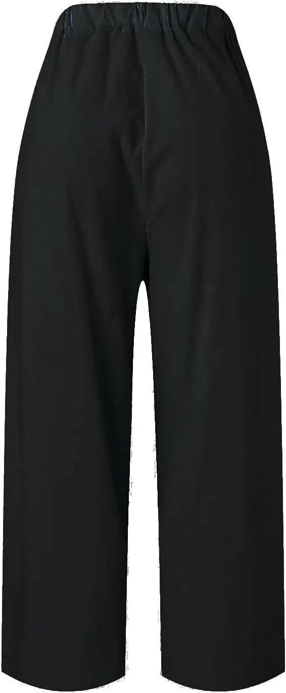 Linen Pants for Women Lightweight High Waist Straight Leg Cropped Pants Casual Summer Crop Pant Trousers with Pockets