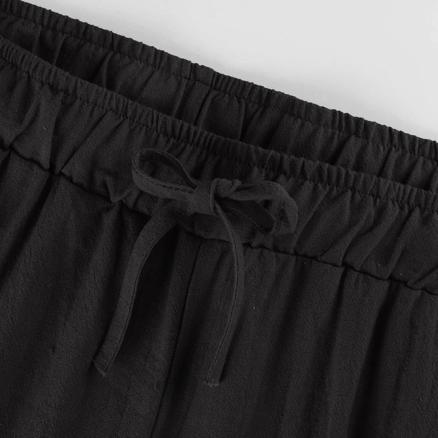 Linen Wide Leg Pants for Women Cotton Boho Elastic Waist Pants with Pockets 2025 Summer Business Causal Palazzo Pants