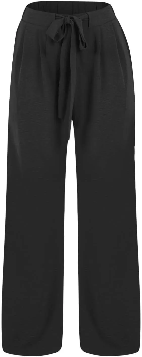 Linen Wide Leg Pants for Women Flowy High Waisted Business Work Dress Pant Casual 2025 Summer Beach Vacation Pants