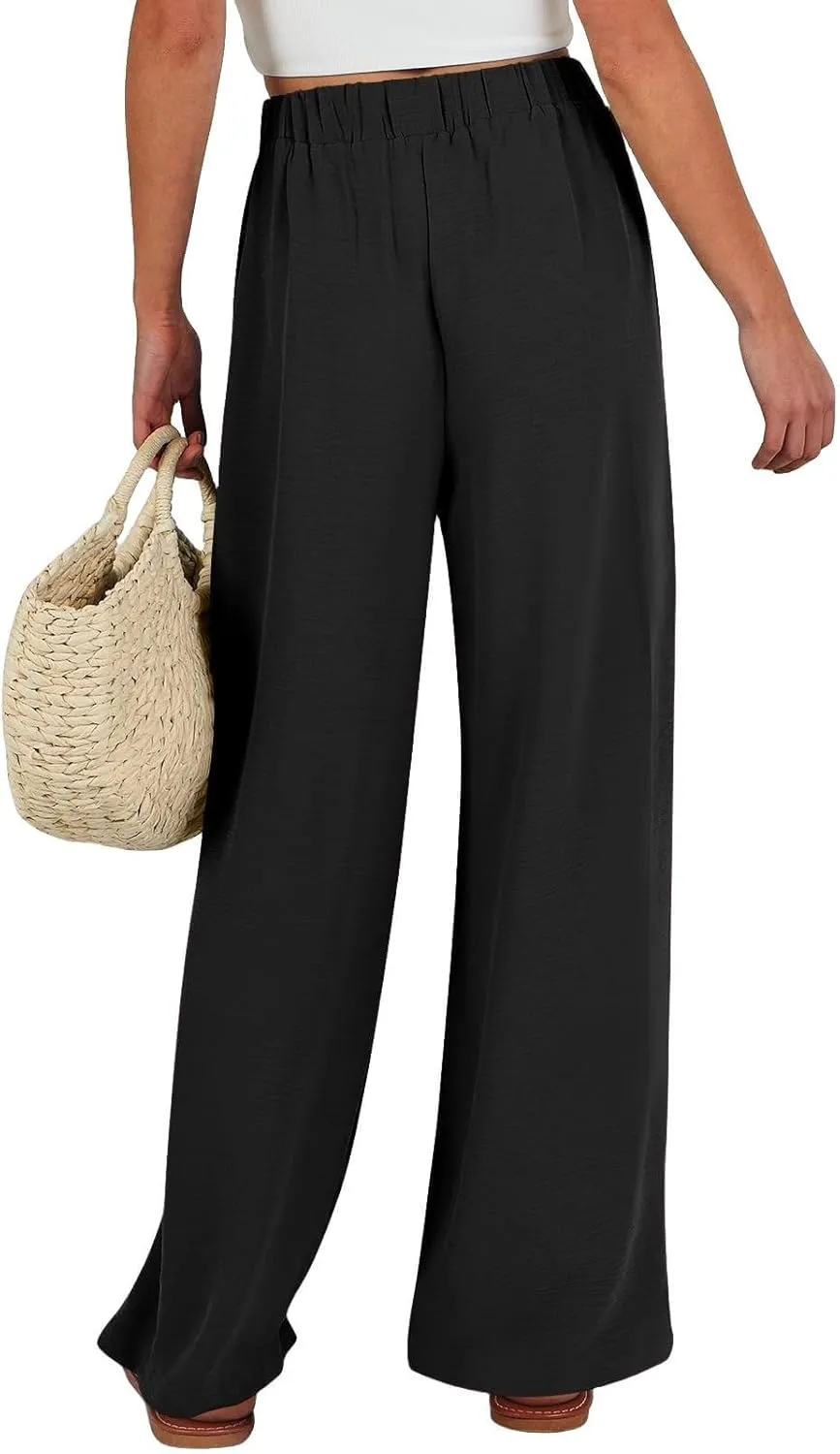Linen Wide Leg Pants for Women Flowy High Waisted Business Work Dress Pant Casual 2025 Summer Beach Vacation Pants