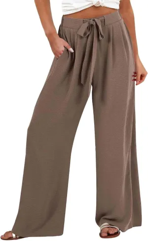 Linen Wide Leg Pants for Women Flowy High Waisted Business Work Dress Pant Casual 2025 Summer Beach Vacation Pants