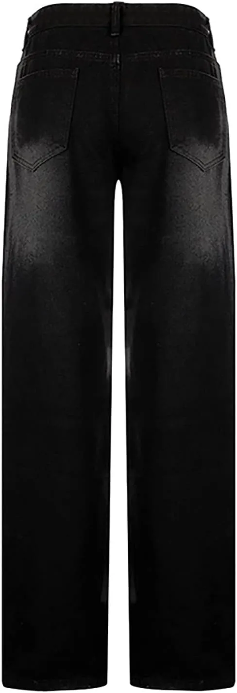Litetao Baggy Jeans for Women High Waisted Casual Loose Wide Leg Harem Jean Washed Distressed Straight Leg Denim Pants