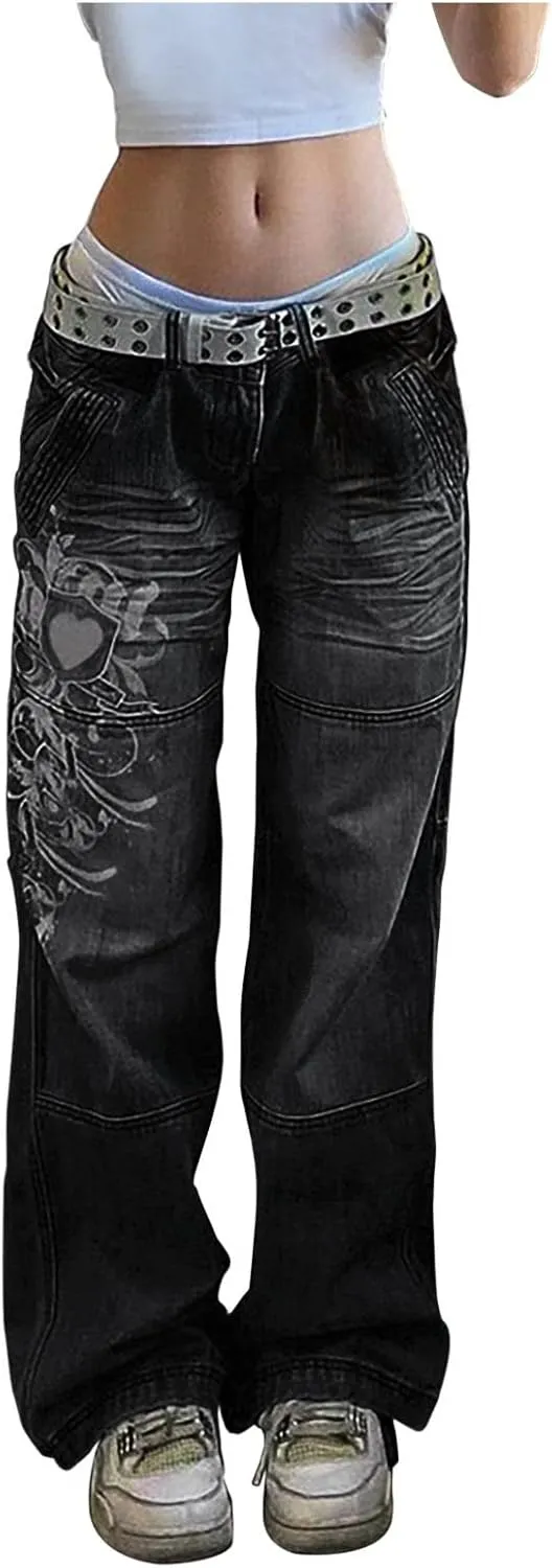 Litetao Baggy Jeans for Women High Waisted Casual Loose Wide Leg Harem Jean Washed Distressed Straight Leg Denim Pants