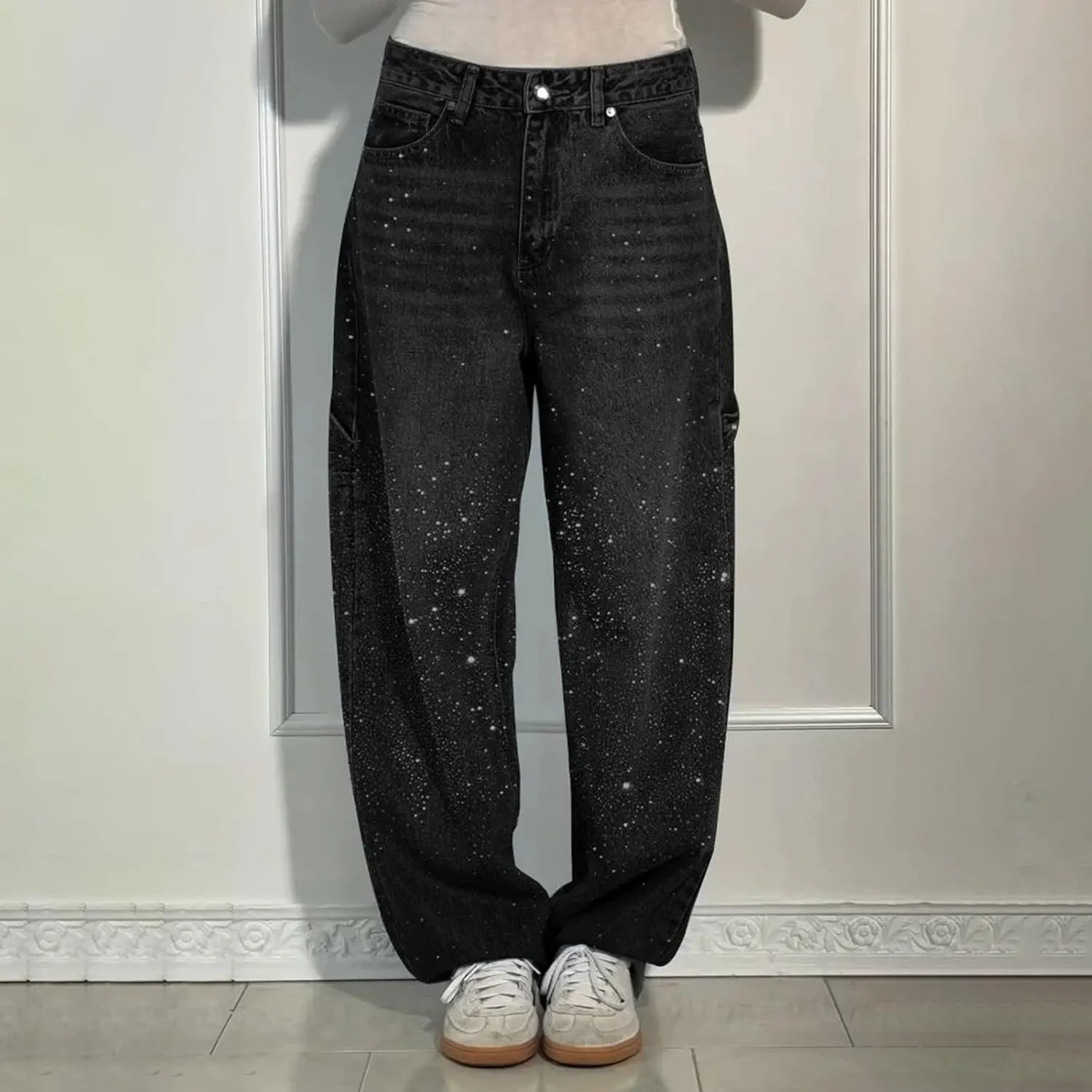 Litetao Baggy Jeans for Women High Waisted Casual Loose Wide Leg Harem Jean Washed Distressed Straight Leg Denim Pants