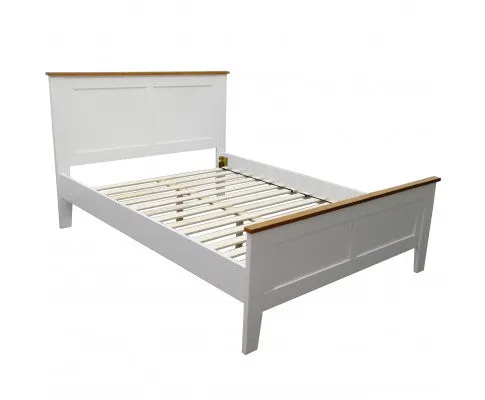 Lobelia 4pc Queen Bed Suite Bedside Tallboy Bedroom Furniture Package - White