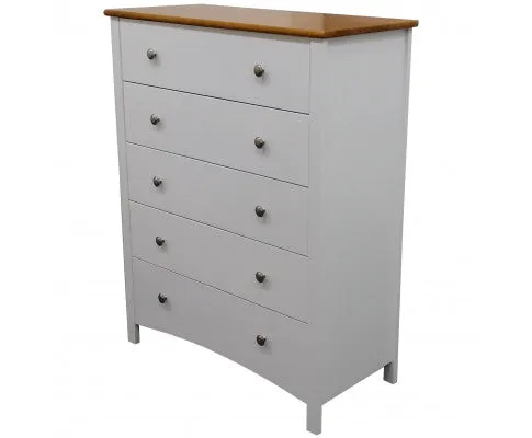 Lobelia 4pc Queen Bed Suite Bedside Tallboy Bedroom Furniture Package - White