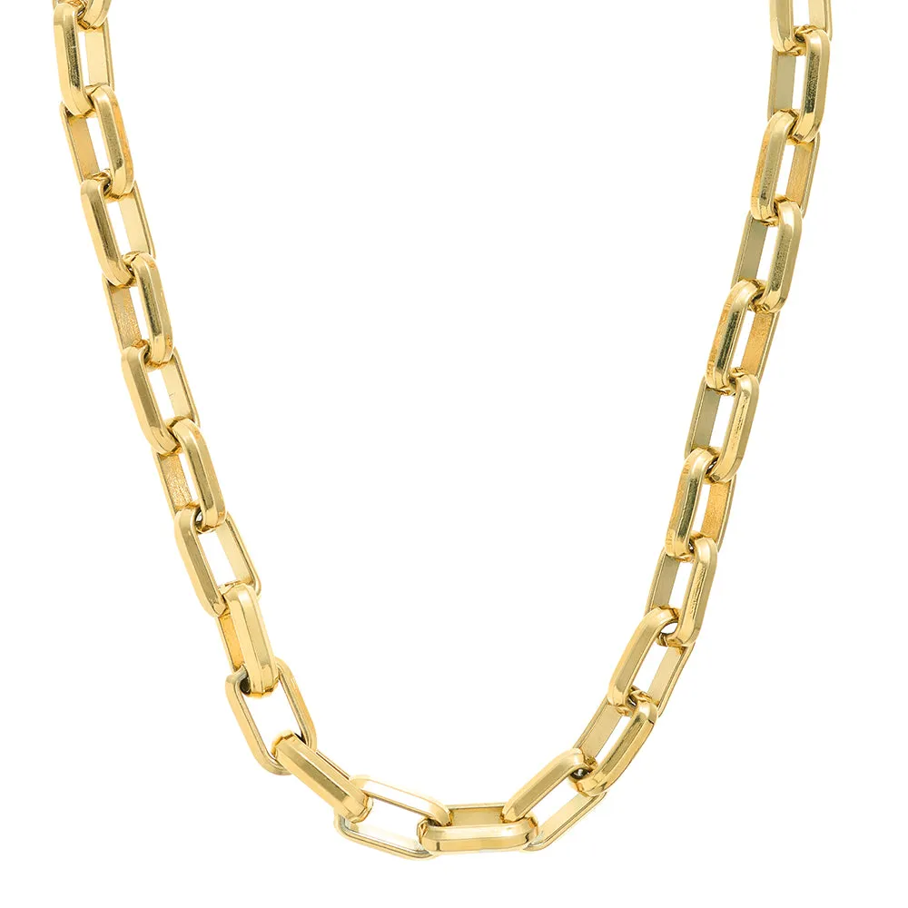 LUXE Rectangle Link T-Bar Necklace - Gold