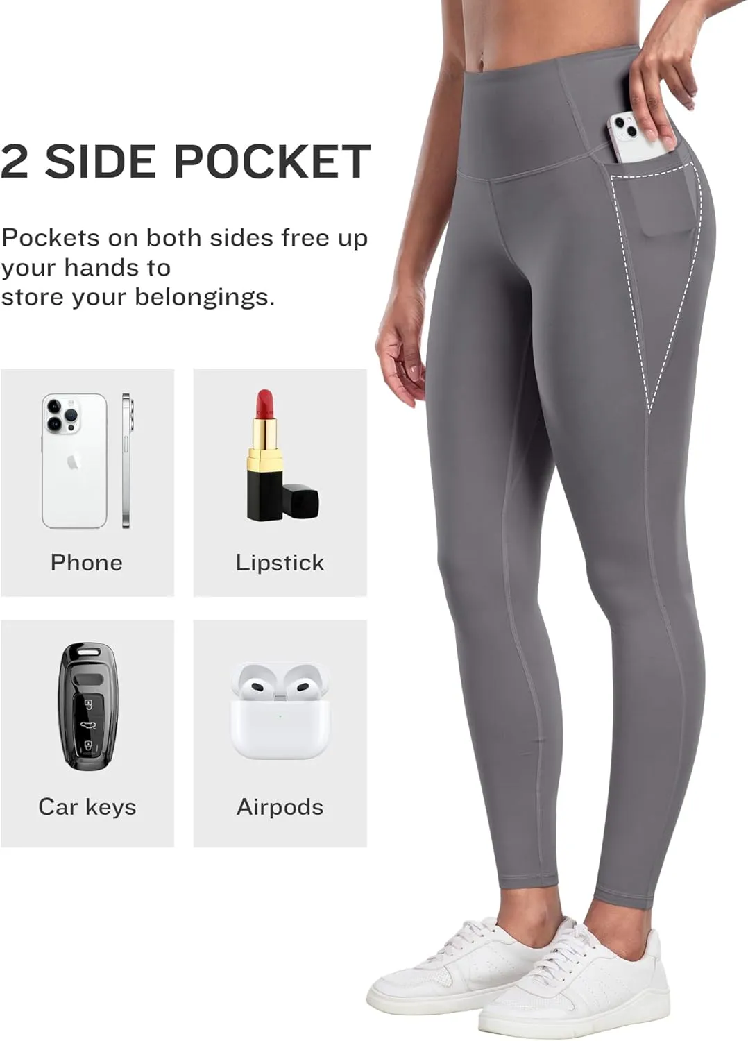 LZYVOO Leggings with Pockets for Women, 6 Packs Soft High Waisted Tummy Control Workout Yoga Pants