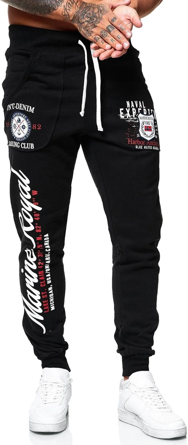 Marine Royal Men's Jogger Pants, Sports Fitness Running Casual Sweatpants