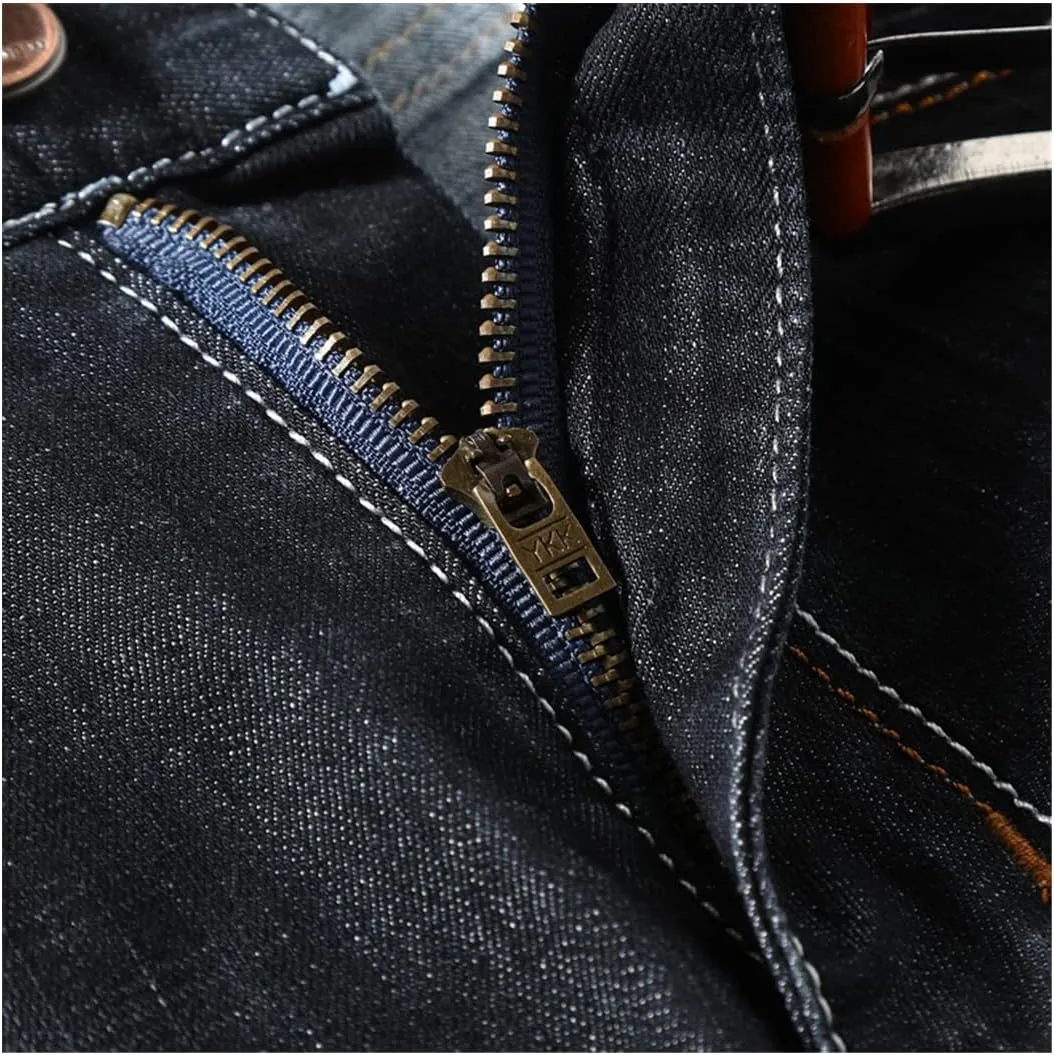 Men Denim Shorts Summer Thin Section Elastic Force Slim Fit Short Jeans Black Blue