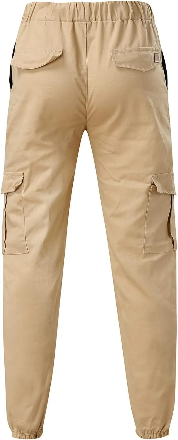 Mens 2023 Fashion Joggers Hiking Sweatpants Drawstring Waist Pants Work Sports Loose Fit Trousers with Pockets