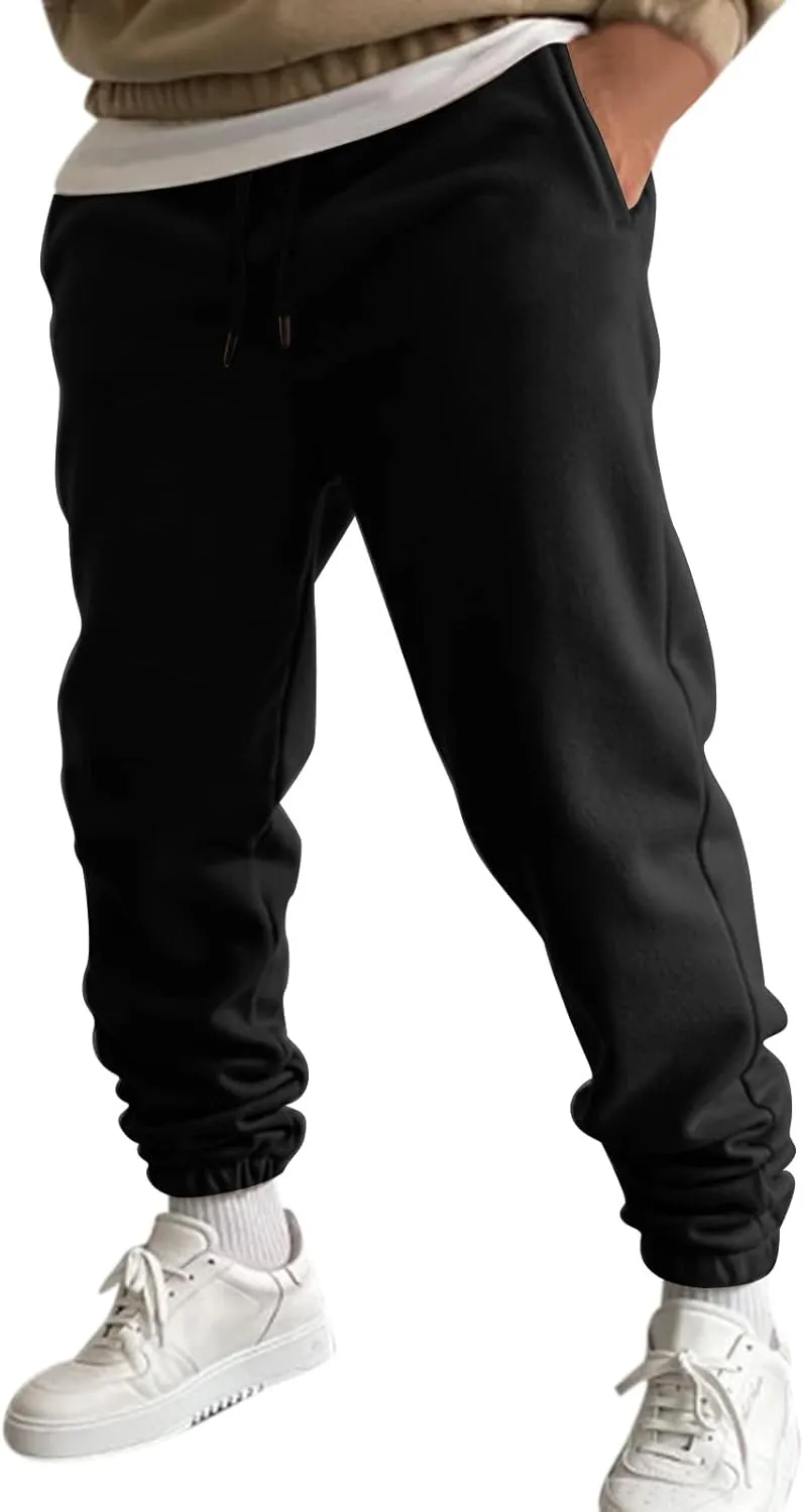Mens Autumn and Winter High Street Fashion Leisure Pants Loose Fit Sports Trousers Solid Color Lace Up Joggers