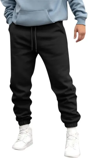 Mens Autumn and Winter High Street Fashion Leisure Pants Loose Fit Sports Trousers Solid Color Lace Up Joggers