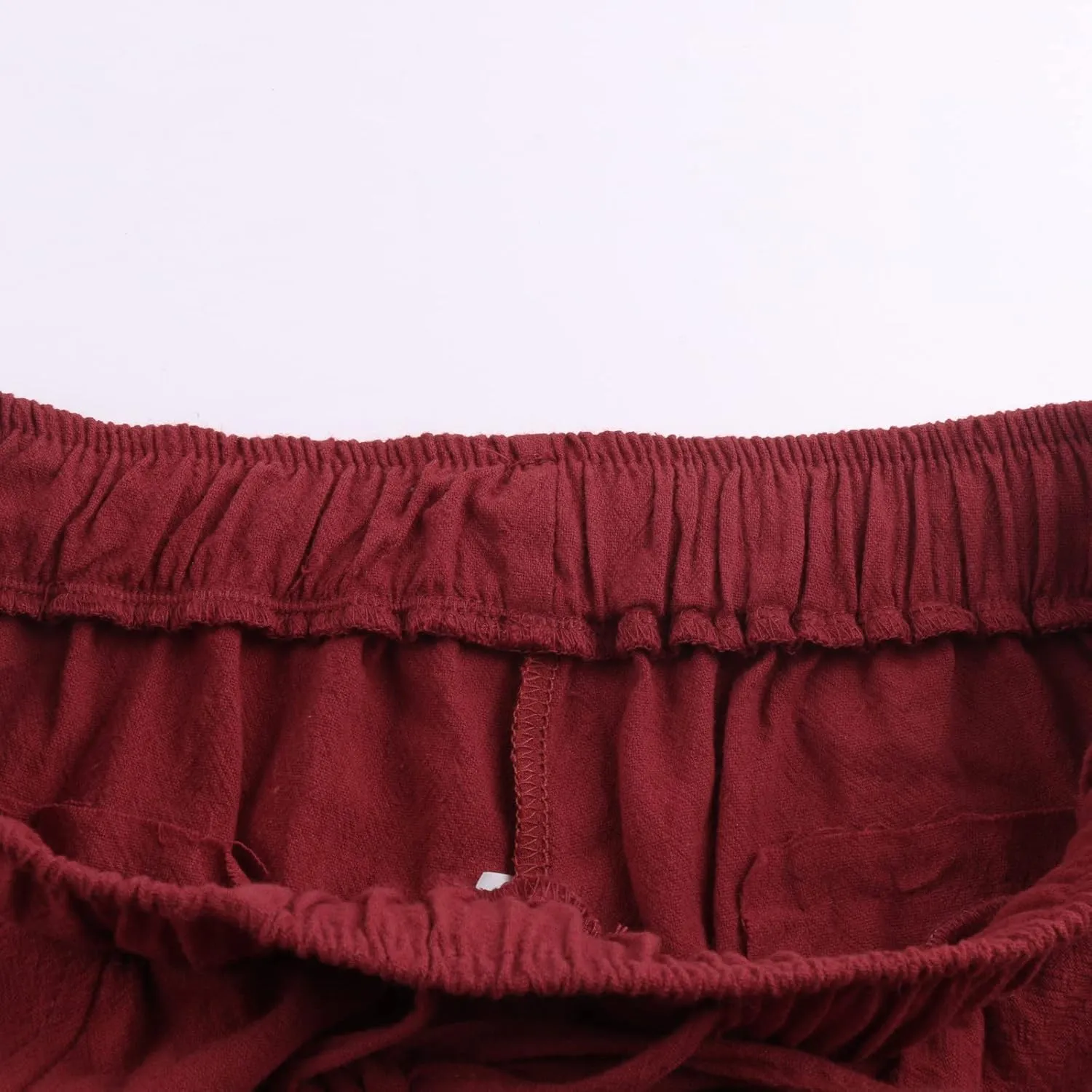 Mens Baggy Pants Drawstring Cotton Linen Wide Leg Yoga Pants Solid Color Baggy Pants