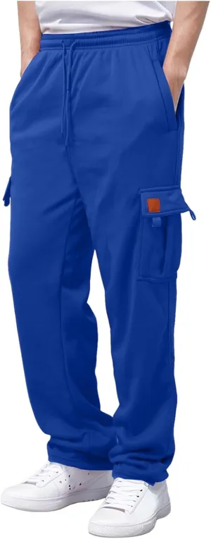 Men's Casual Cargo Pants Hiking Pants Elastic Waist Drawstring Stretch Joggers Sweatpants Athletic Pants Overalls