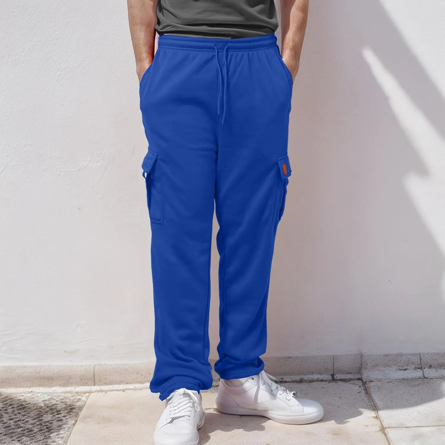 Men's Casual Cargo Pants Hiking Pants Elastic Waist Drawstring Stretch Joggers Sweatpants Athletic Pants Overalls