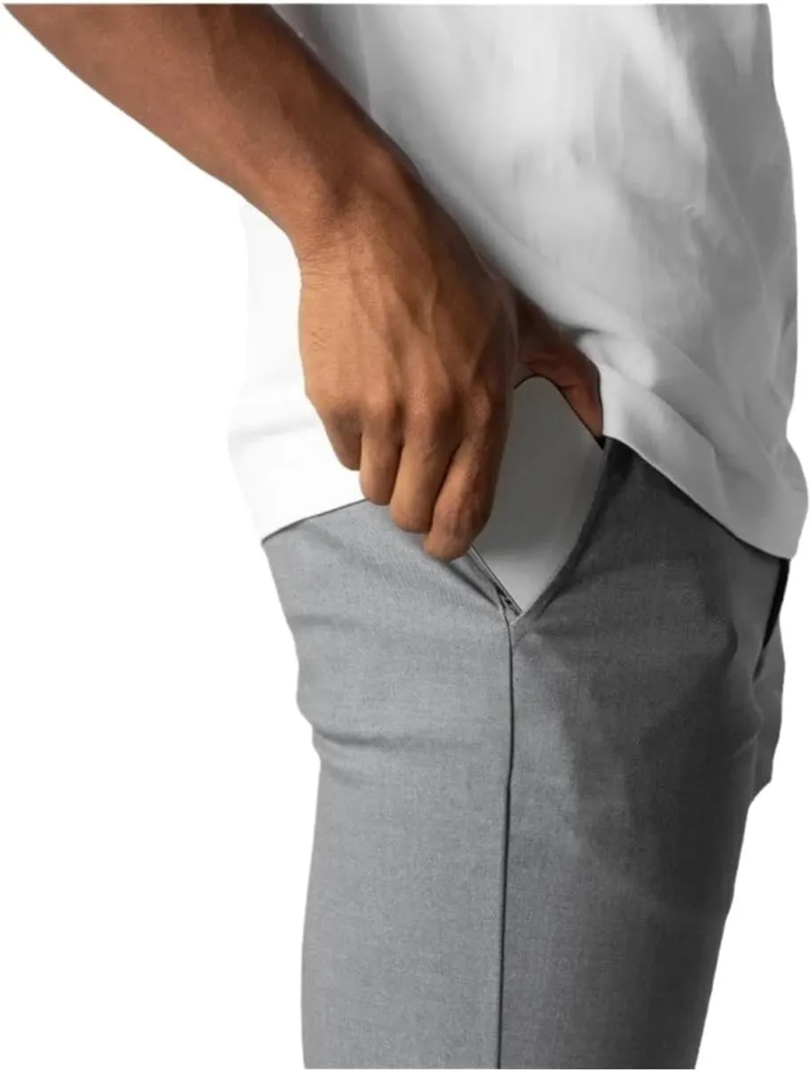 Men's Casual Elasticity Slim Fit Active Chinos Pants, Classic Wrinkle-Resistant Stretch Work Pants