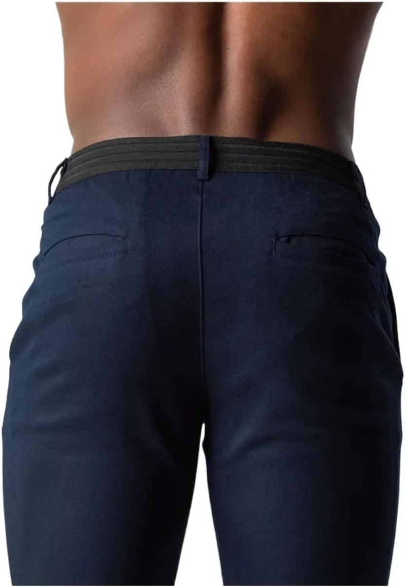 Men's Casual Elasticity Slim Fit Active Chinos Pants, Classic Wrinkle-Resistant Stretch Work Pants
