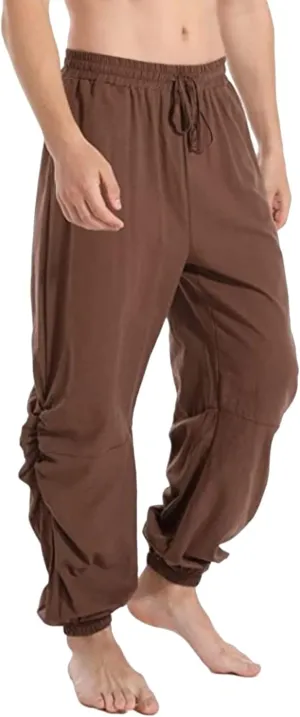Mens Casual Linen Pants Casual Elastic Waist Drawstring Yoga Jogger Pants