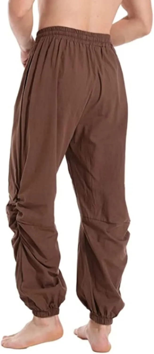 Mens Casual Linen Pants Casual Elastic Waist Drawstring Yoga Jogger Pants