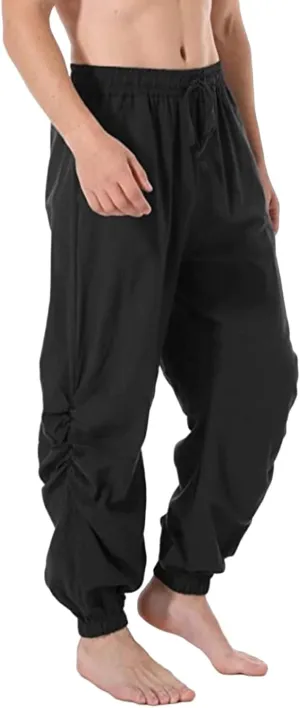 Mens Casual Linen Pants Casual Elastic Waist Drawstring Yoga Jogger Pants