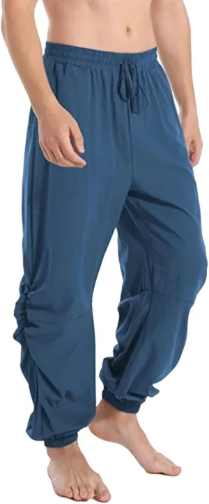 Mens Casual Linen Pants Casual Elastic Waist Drawstring Yoga Jogger Pants