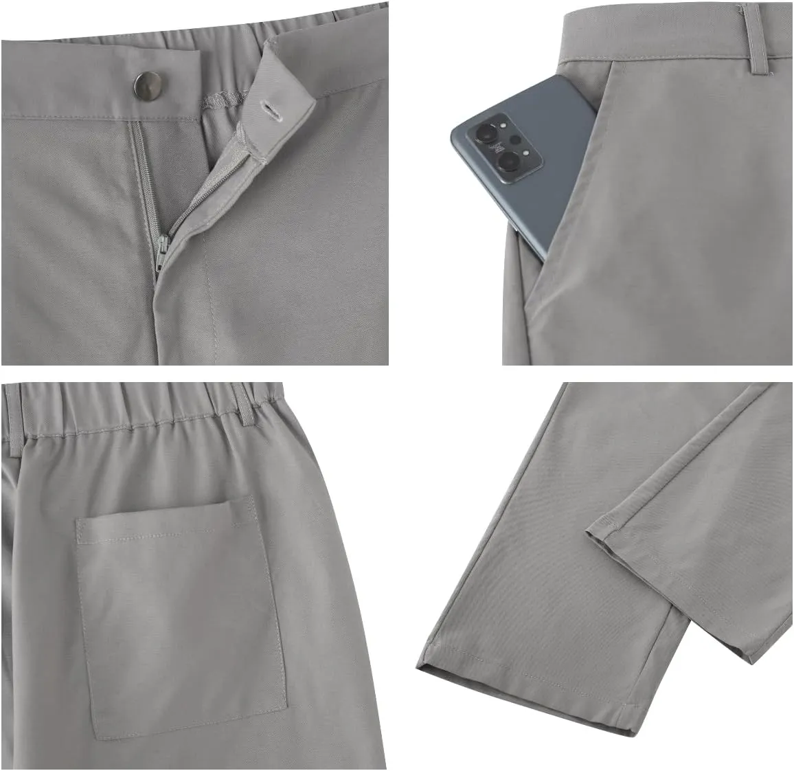 Mens Casual Pants Elastic Waist Drawstring Chinos Pants Tapered Twill Trousers with Pockets