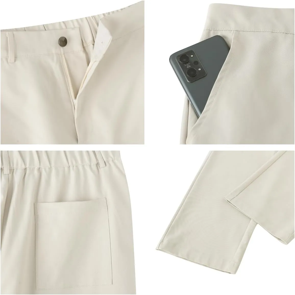 Mens Casual Pants Elastic Waist Drawstring Chinos Pants Tapered Twill Trousers with Pockets
