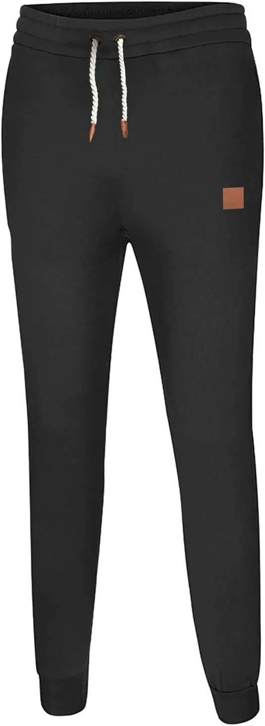 Mens Casual Pants Elastic Waist Drawstring Summer Cotton Jogger Pants, Cotton Linen Sports Beach Trousers with Pockets