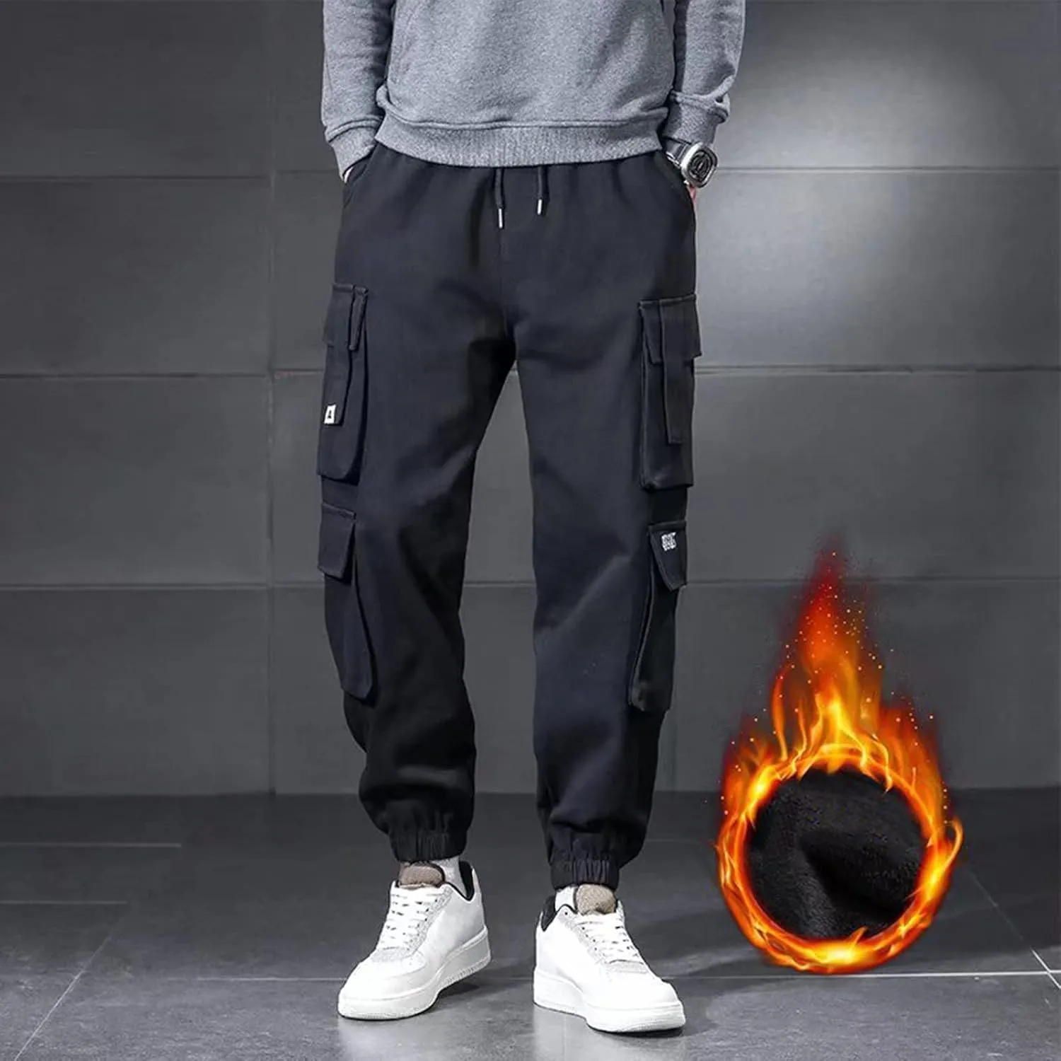 Men's Causal Cargo Pants Sports Pants Trousers Loose-Fit Classic Comfy Daily Wear with Multi-Pocket Hiking Joggers