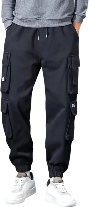 Men's Causal Cargo Pants Sports Pants Trousers Loose-Fit Classic Comfy Daily Wear with Multi-Pocket Hiking Joggers